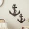Bronze Aluminum Metal Anchor Weathered Wall Décor Set with Curved Rope Design